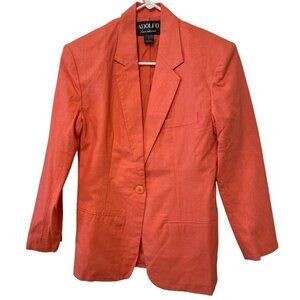 Womens Coral‎ Linen Blazer Size 6 Classic Business Corporate